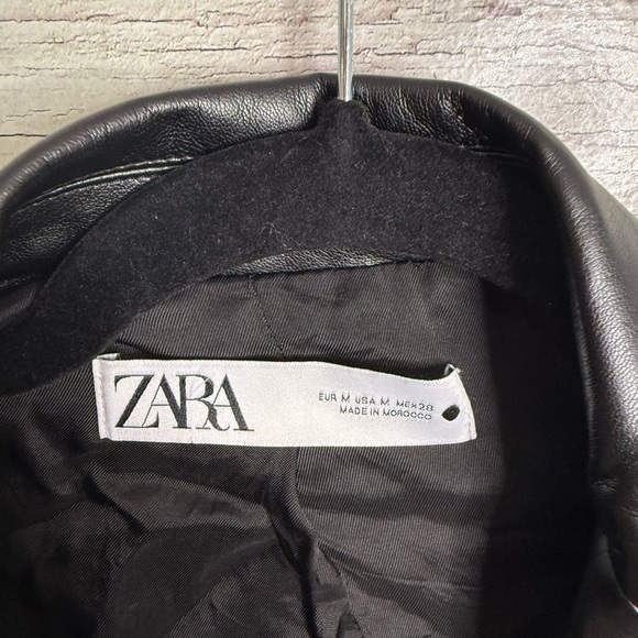 Zara Faux Leather Blazer Jacket size medium black - Picture 4 of 6